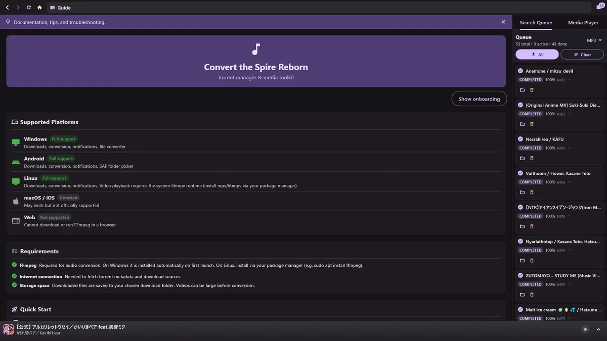 Built-in guide and onboarding information