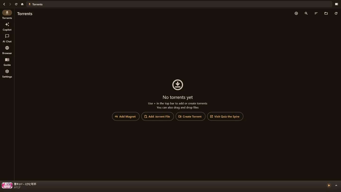 Torrent search built in, with Ollama support for safety checks